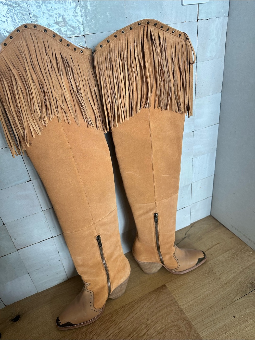 Like new Spell Fringe Over-the-Knee Evie Boot - Tan - Picture 6 of 12